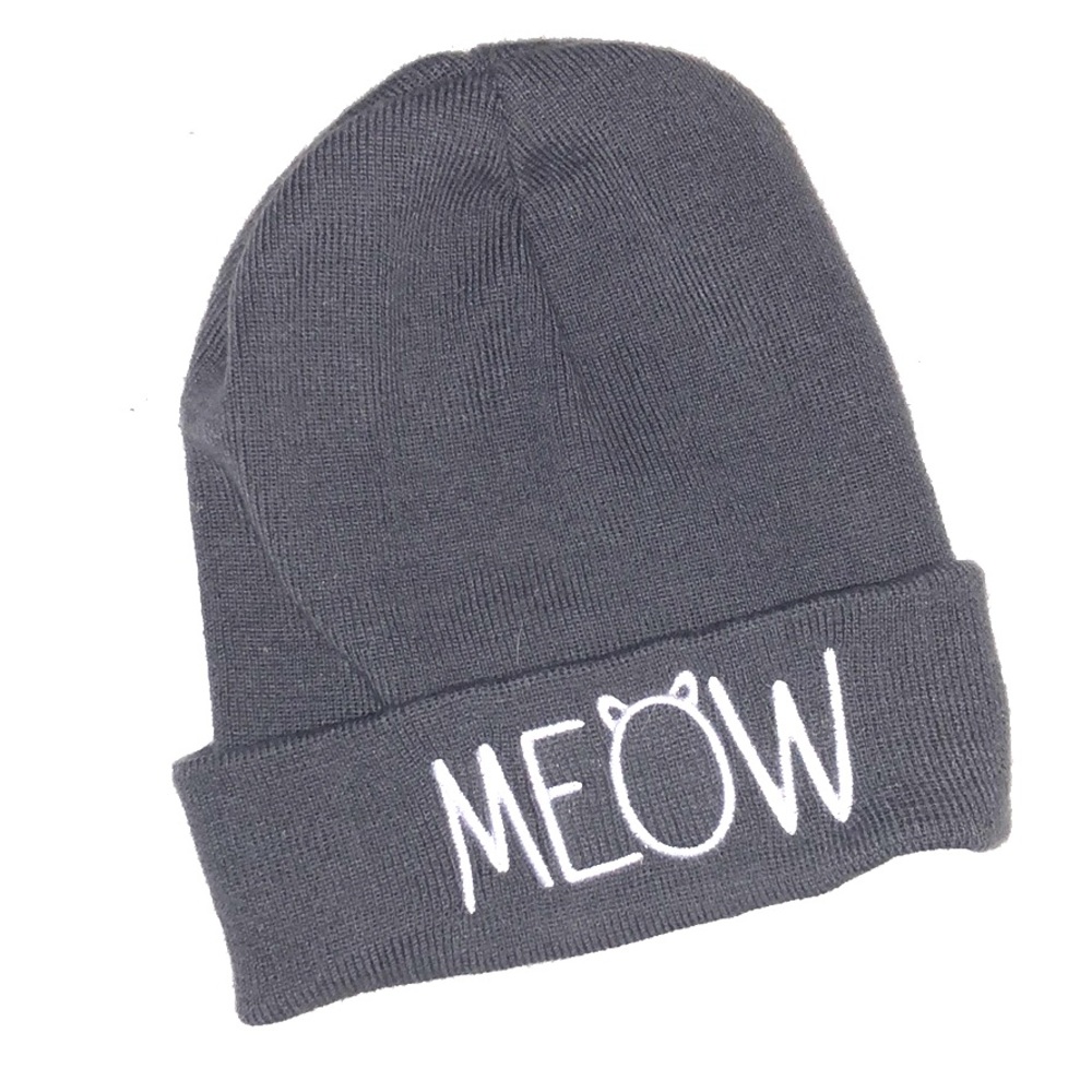 Grey Meow Cat Beanie